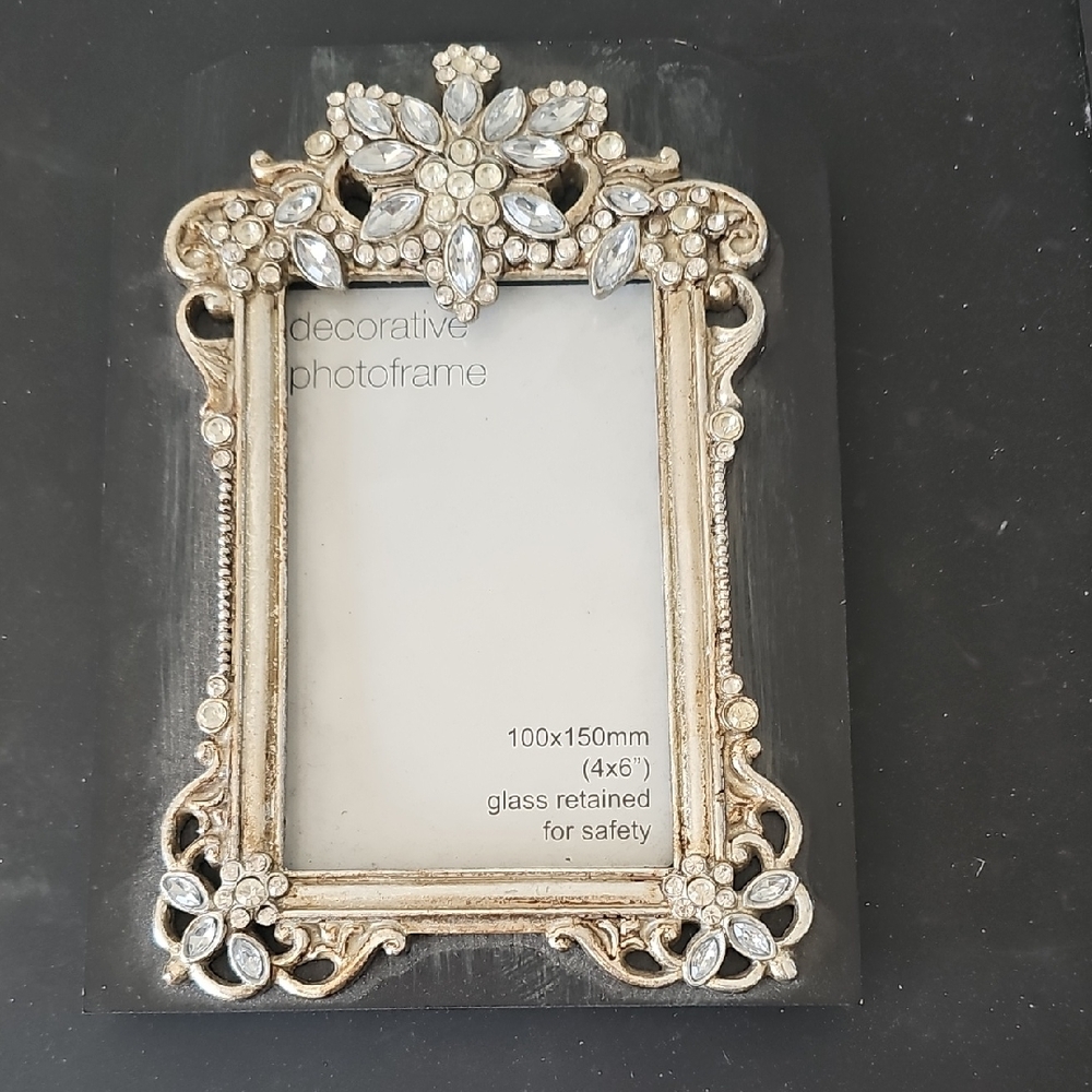 Gold Decorative Photo Frame with Floral Accents